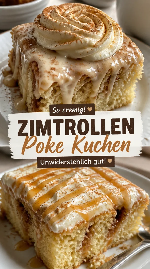 Zimtrollen Poke Kuchen: Unwiderstehlich cremig und saftig