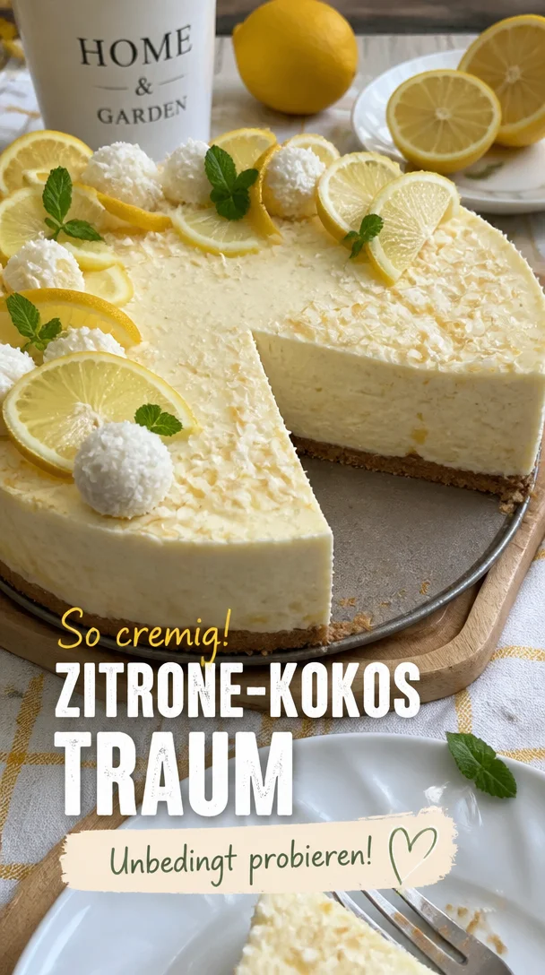 Zitrone und Kokos No Bake Cake erfrischend cremig genie&szlig;en