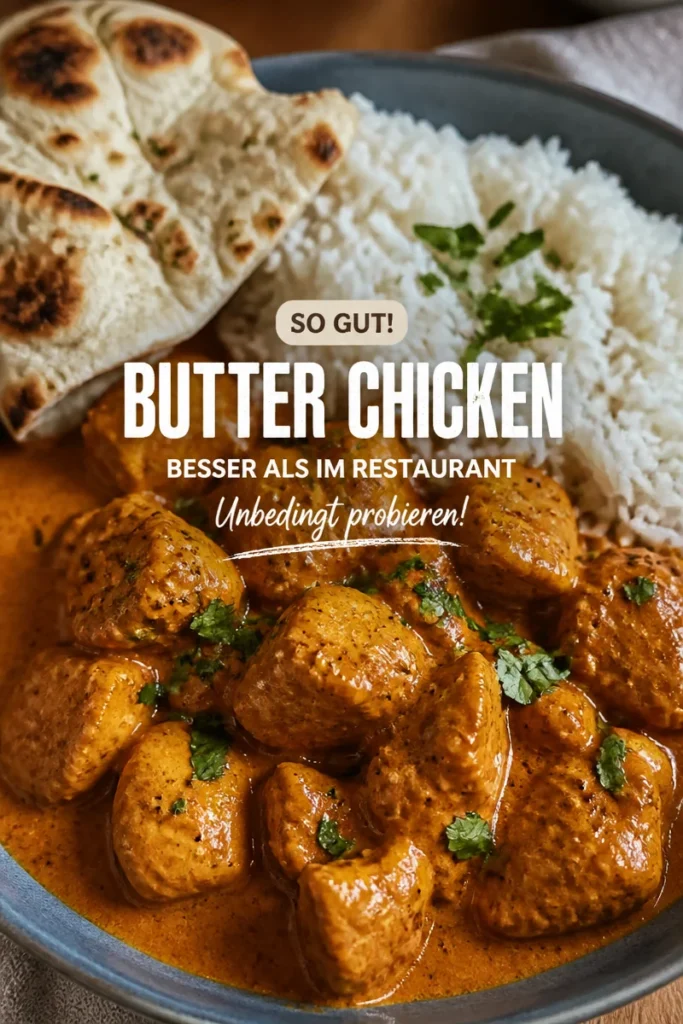Leckeres Butter Chicken mit aromatischen Gewürzen und cremiger Sauce