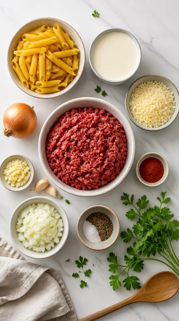 Cremige Hoch-Protein Rindfleisch Pasta