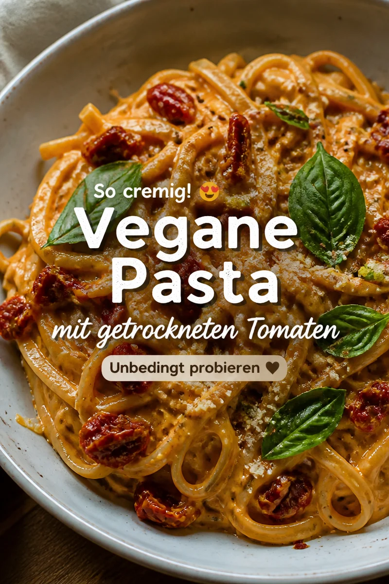 Cremige vegane Pasta mit getrockneten Tomaten