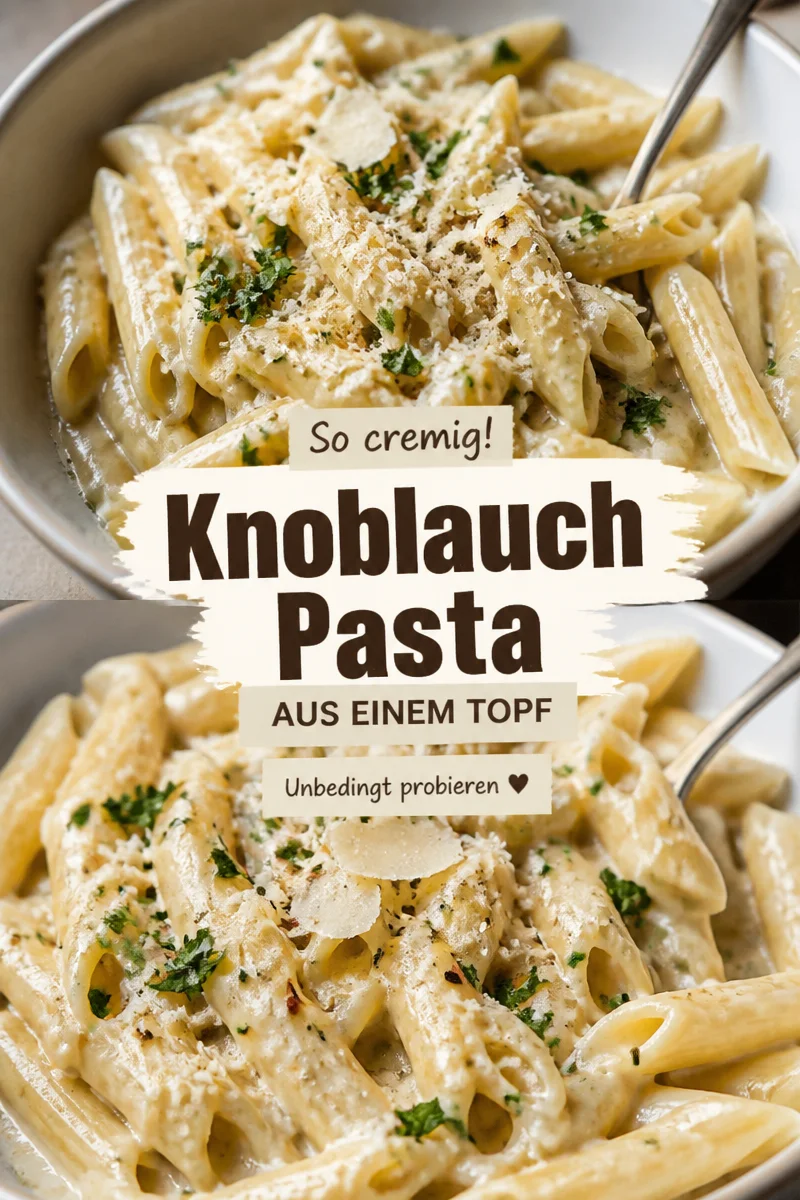Ein Topf Cremige Knoblauch-Pasta