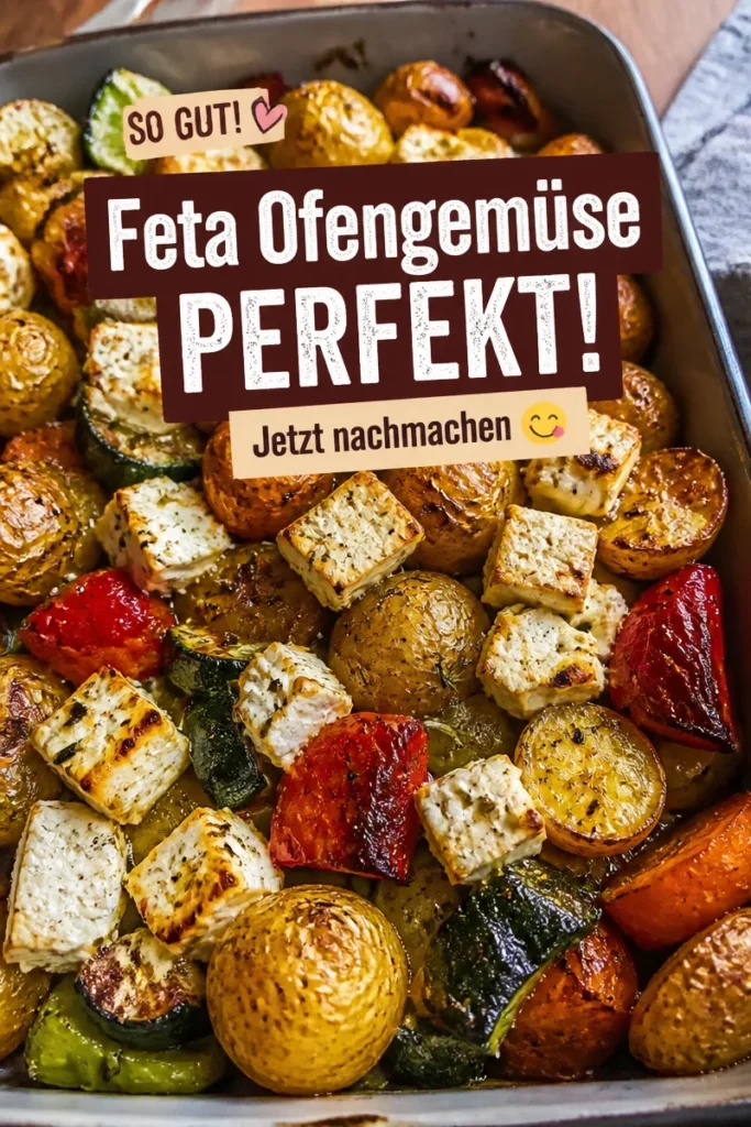 Leckeres Feta Ofengemüse aus dem Ofen, perfekt zubereitet mit frischem Gemüse.