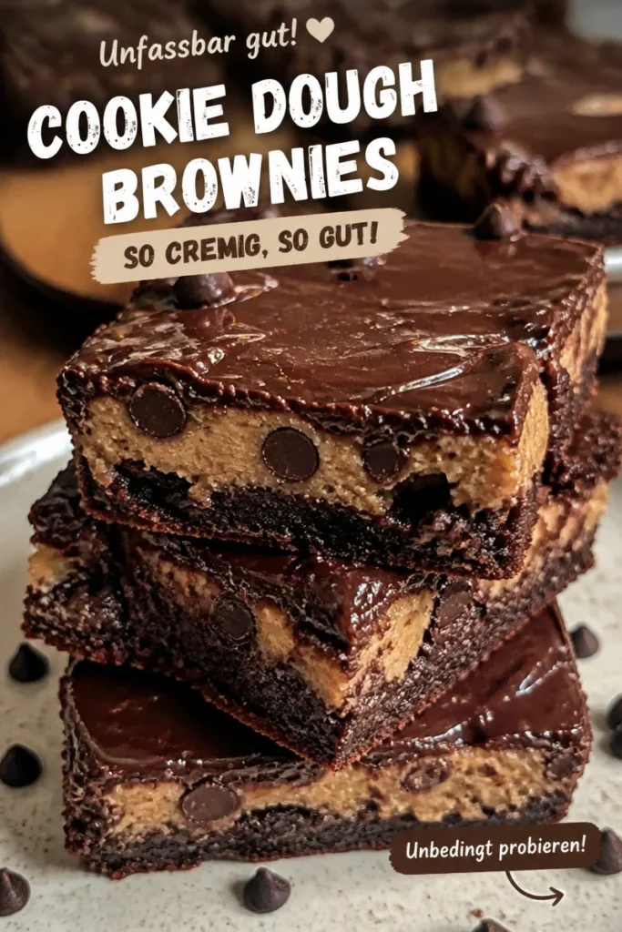 Cremige Cookie Dough Brownies mit schokoladigem Topping