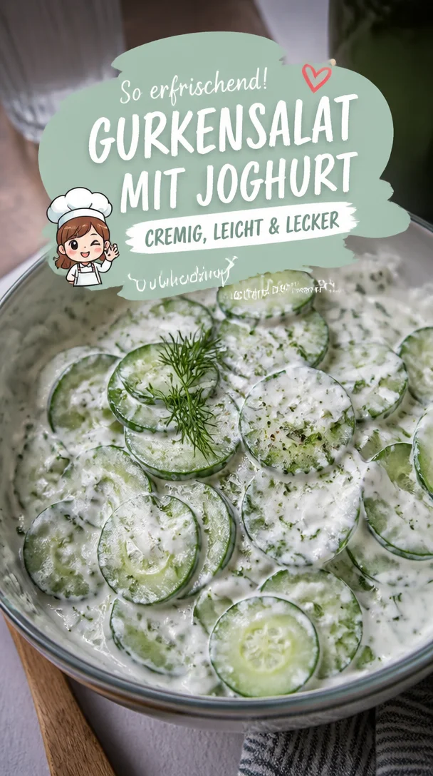 Erfrischender Gurkensalat mit Joghurt: cremig, leicht & lecker