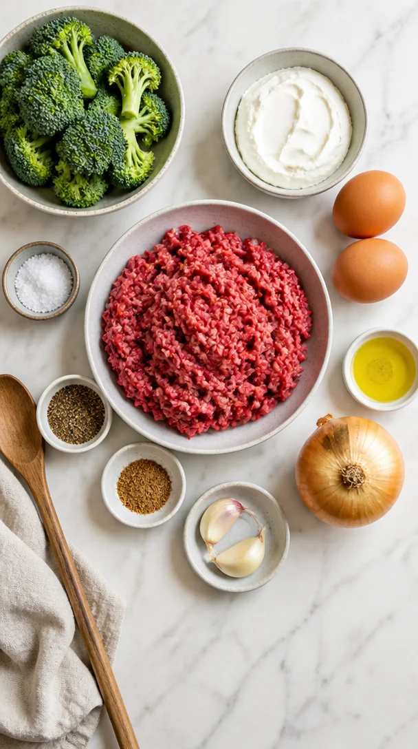 Fitness auflauf mit brokkoli und hackfleisch