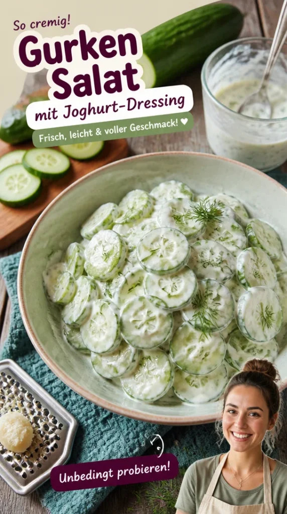 Gurkensalat mit Joghurt-Dressing: frisch und cremig serviert
