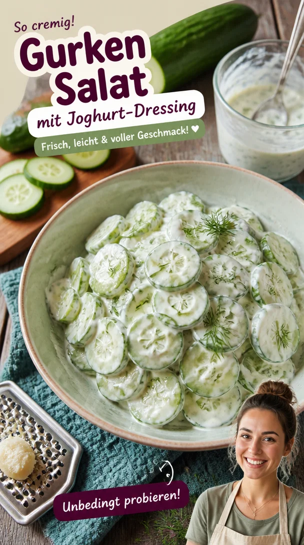 Gurkensalat mit Joghurt-Dressing: frisch, cremig und lecker