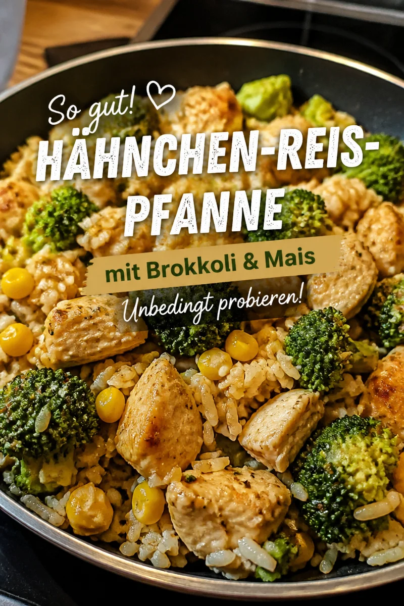H&auml;hnchen-Reis-Pfanne mit Brokkoli und Mais