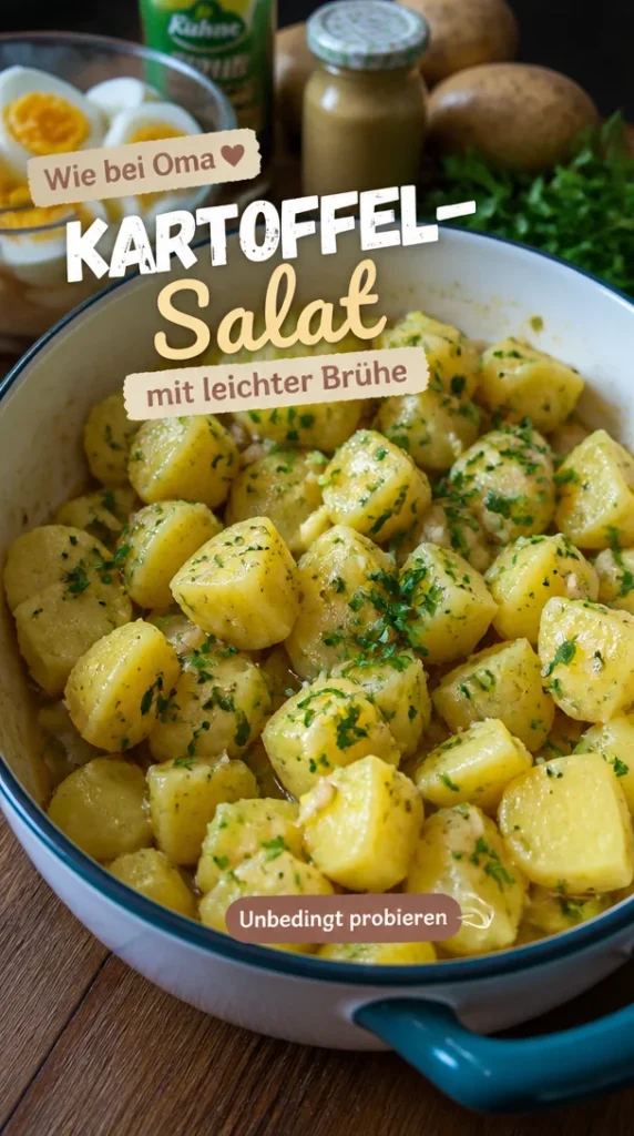 Kartoffelsalat mit leichter Brühe, gesundes Rezept für Festlichkeiten