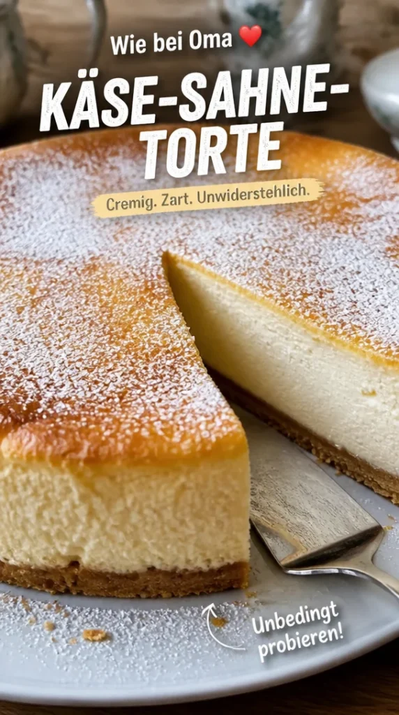 Käse-Sahne-Torte mit cremiger Füllung auf einem Teller