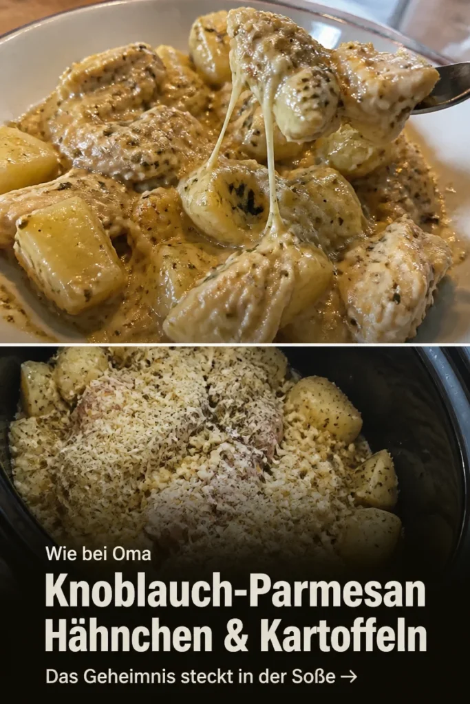 Knoblauch-Parmesan-Crockpot-Hühnchen mit Kartoffeln im Slow Cooker
