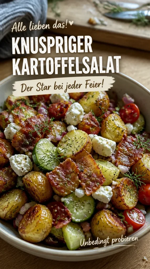 Knuspriger Kartoffelsalat auf einem festlich gedeckten Tisch
