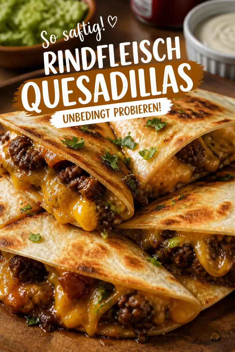 Leckere Quesadillas mit gew&uuml;rztem Rindfleisch