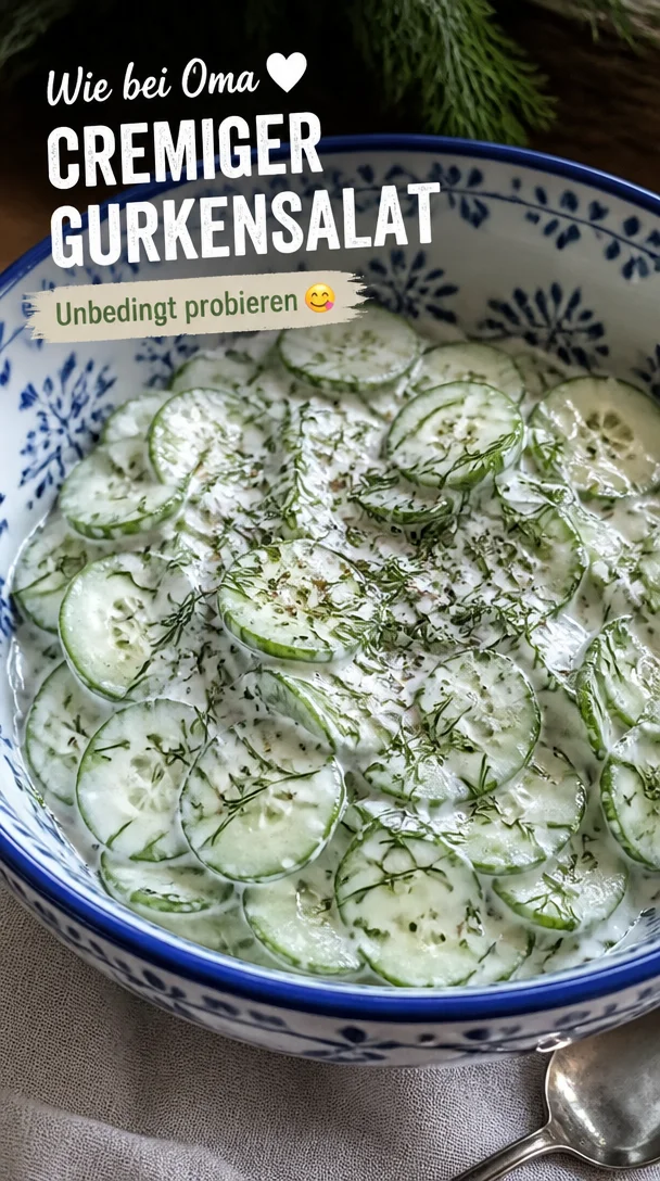Omas Gurkensalat mit saurer Sahne und Dill
