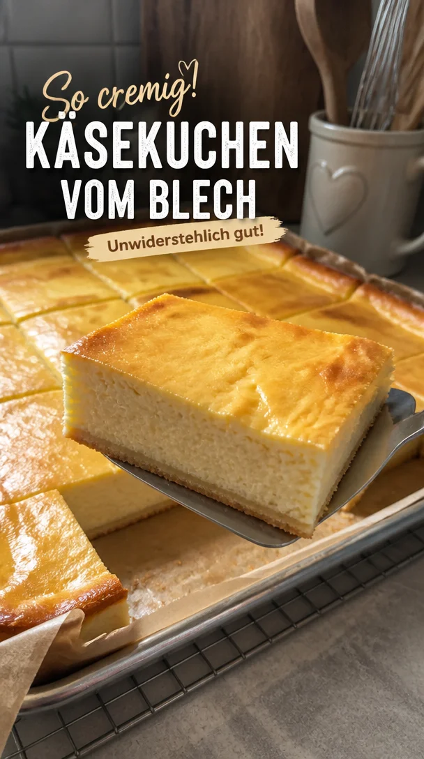 Saftiger K&auml;sekuchen vom Blech cremig und unwiderstehlich