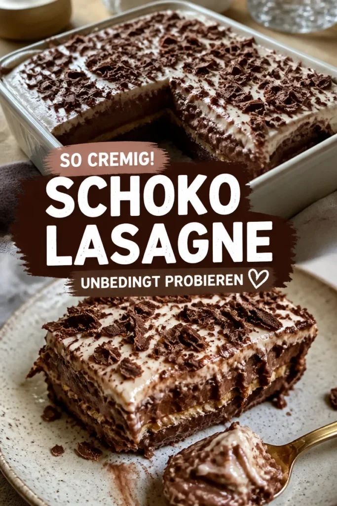 Leckere Schokoladen Lasagne auf einem Teller serviert