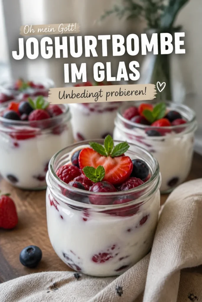 Joghurtbombe im Glas - cremiges und schnelles Dessert Rezept
