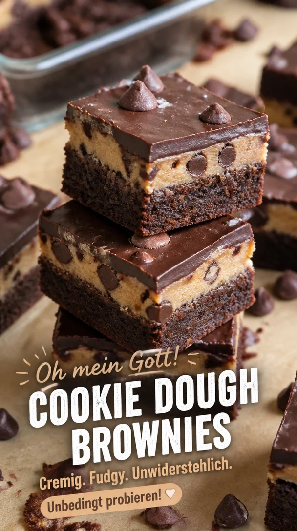 Verf&uuml;hrerische Cookie Dough Brownies: cremig, fudgy Genuss
