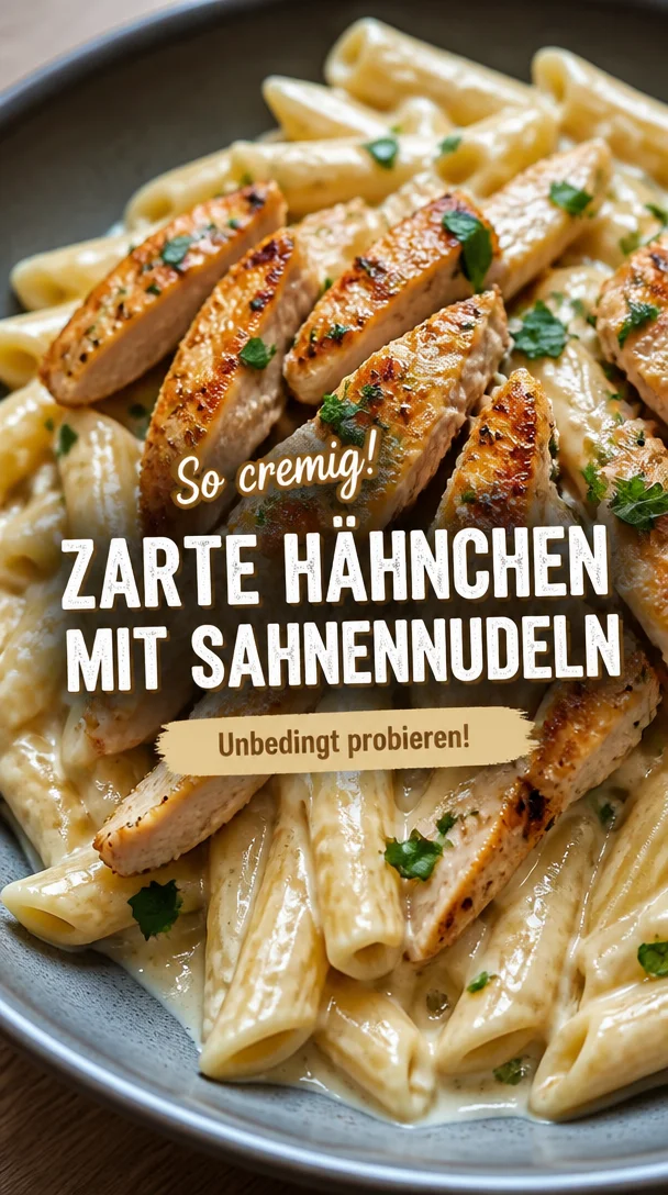Zarte H&auml;hnchenstreifen mit cremigen Nudeln in Sahnesauce: Ein Unglaubliches Ultimatives Rezept